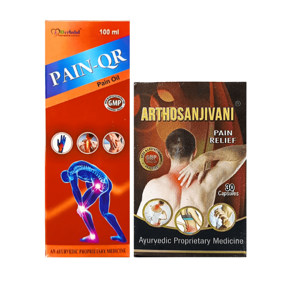 Ayurvedic Pain - Qr Oil & Arthosanjivani Pain Relief Capsule ( Combo Pack )