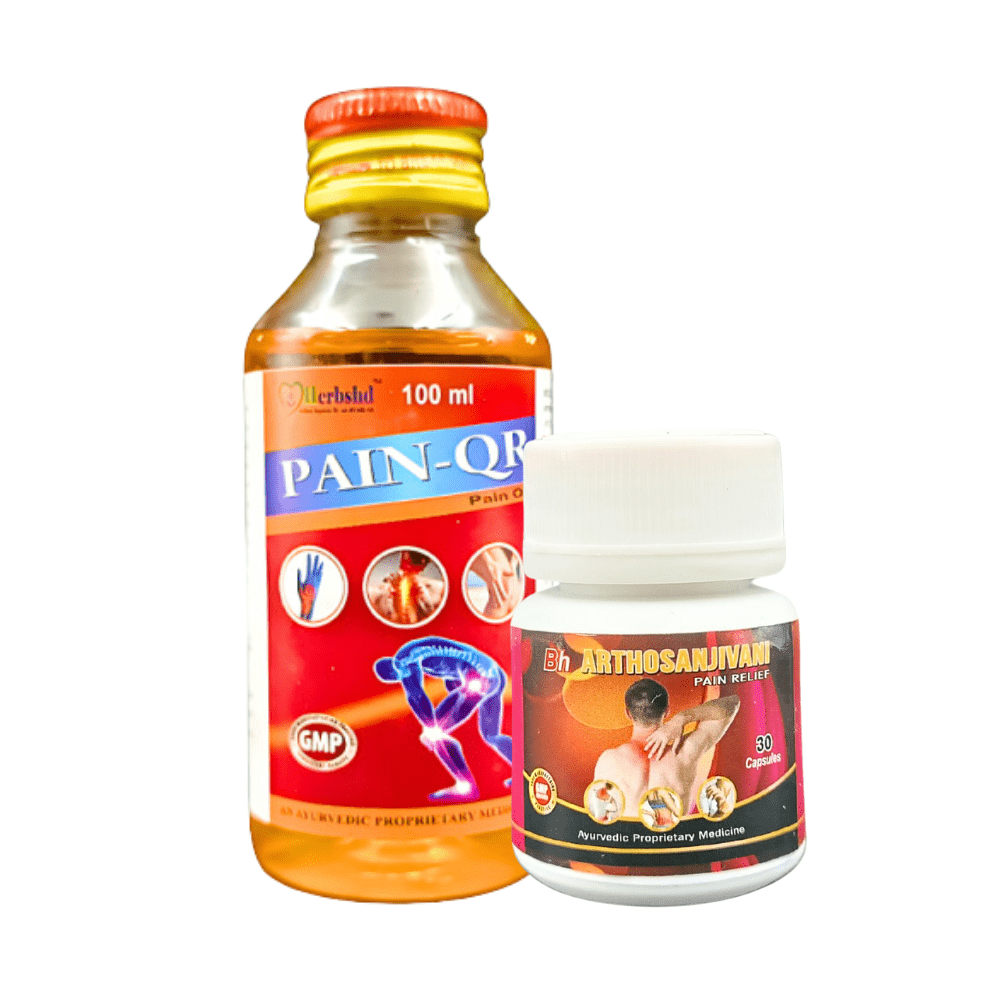 Ayurvedic Pain - Qr Oil & Arthosanjivani Pain Relief Capsule ( Combo Pack )