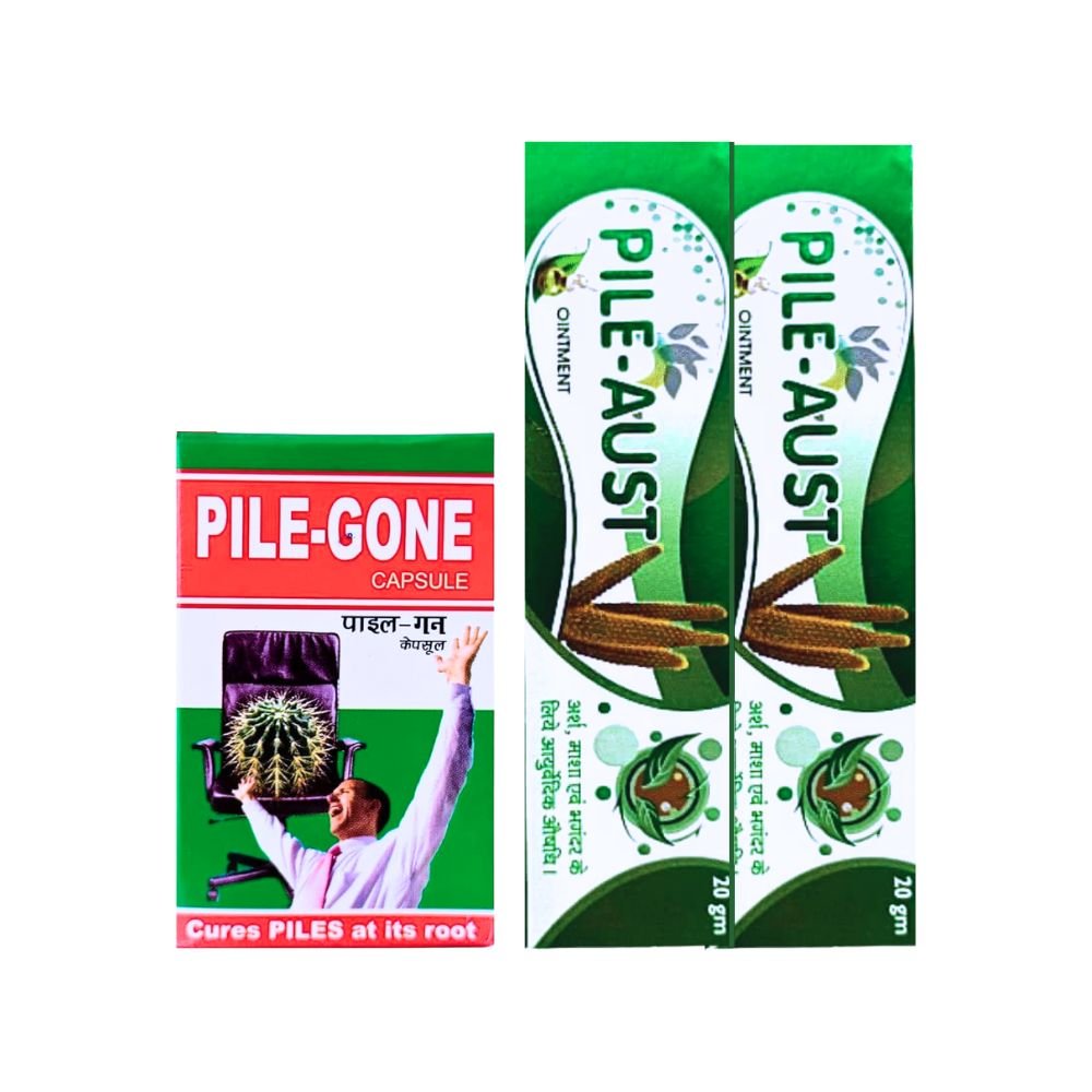 Ayurvedic Pile - gone Capsule & Pile - aust Oinment combo(pack of 2)