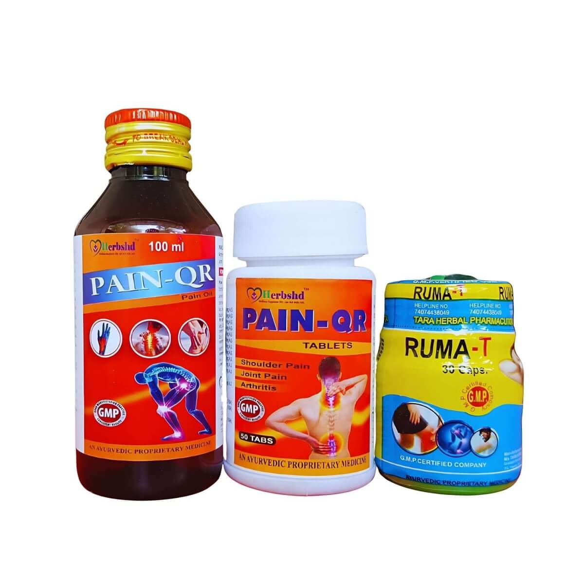 Ayurvedic Ruma - T Capsule, Pain - Qr Oil & Tablets (Combo Pack)