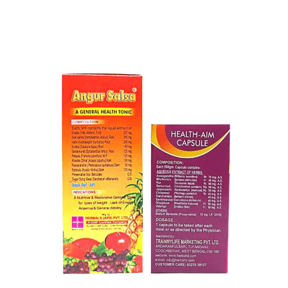 Buy Now Ayurvedic Angur Salsa Tonic & Health Aim Capsule Combo For Good health