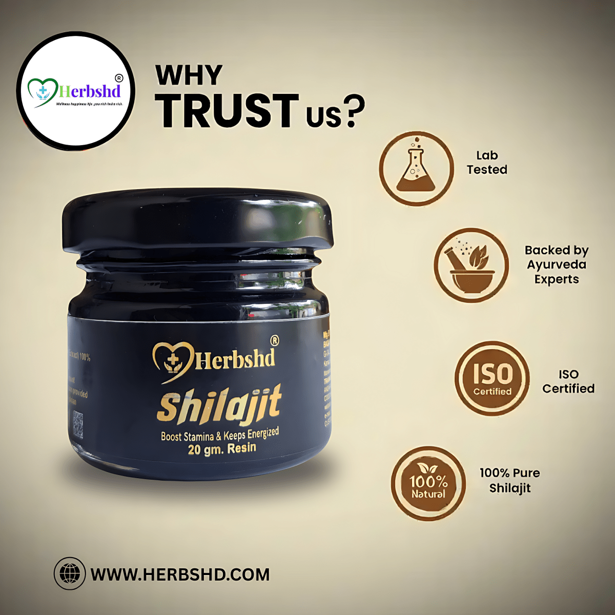 Buy pure Herbshd Shilajit Boosts Immunity & Strength