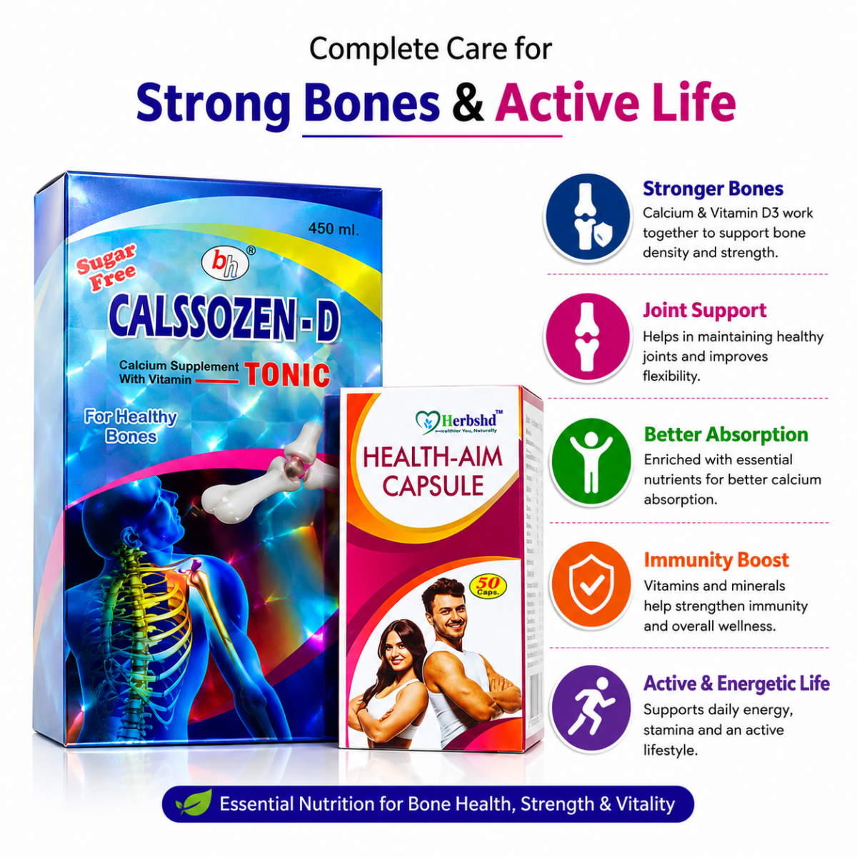 Calcium & calcium suppliment Calssozen-D Tonic & Health AIM Capsule