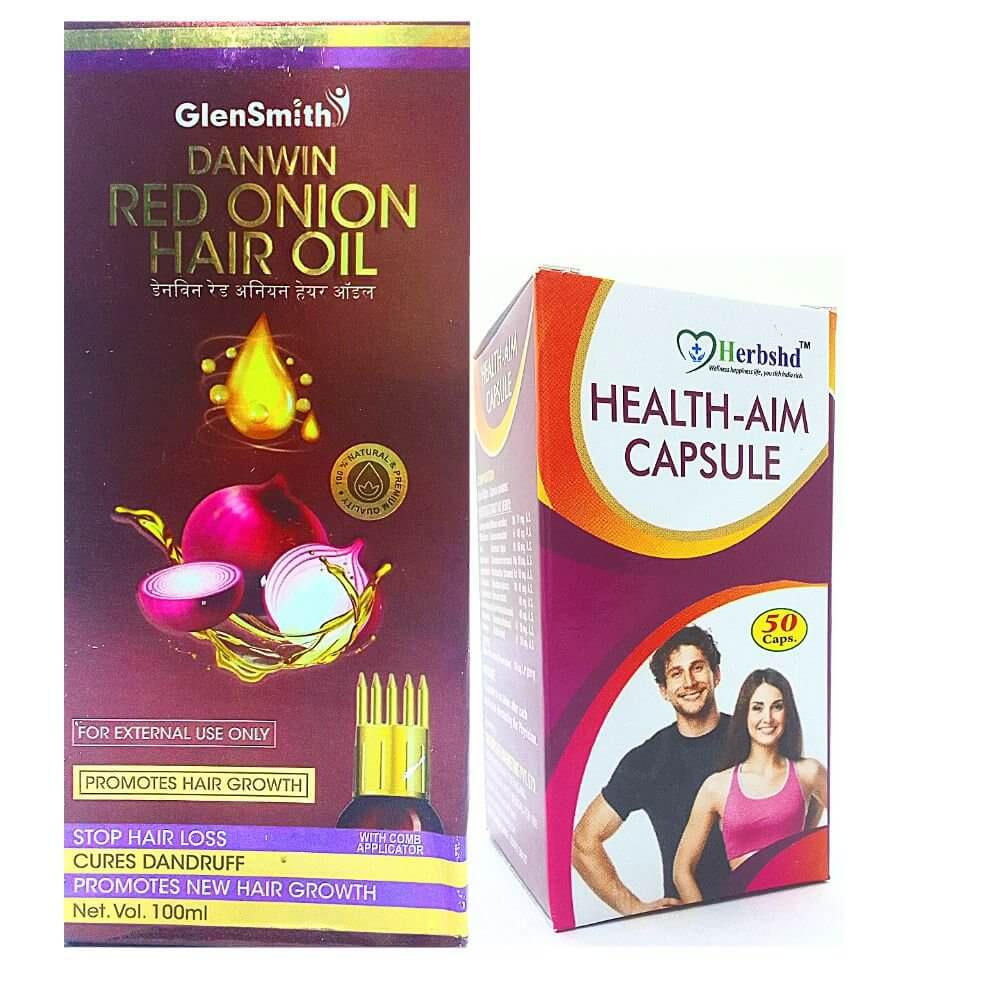 Danwin Red Onion Hair Oil & Health Aim Capsule(combo)