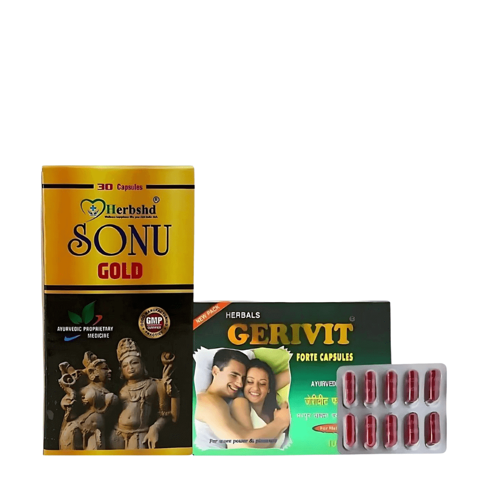 Ed Treatment Herbal Gerivit Forte Capsule &amp; Sonu Gold Capsule ( Combo )