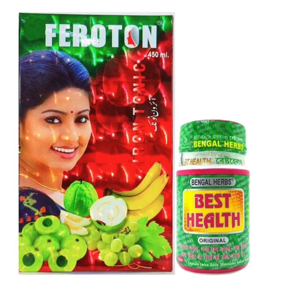 Feroton Iron Syrup & Best Health Capsules Combo | Iron Deficiency, Energy, Blood Health & General Vitamin Support