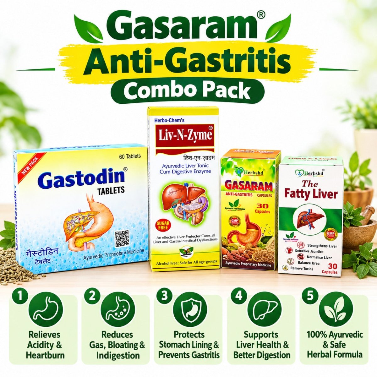 Gasaram Anti-Gastritis Combo Pack | Gas, Acidity & Digestion Support