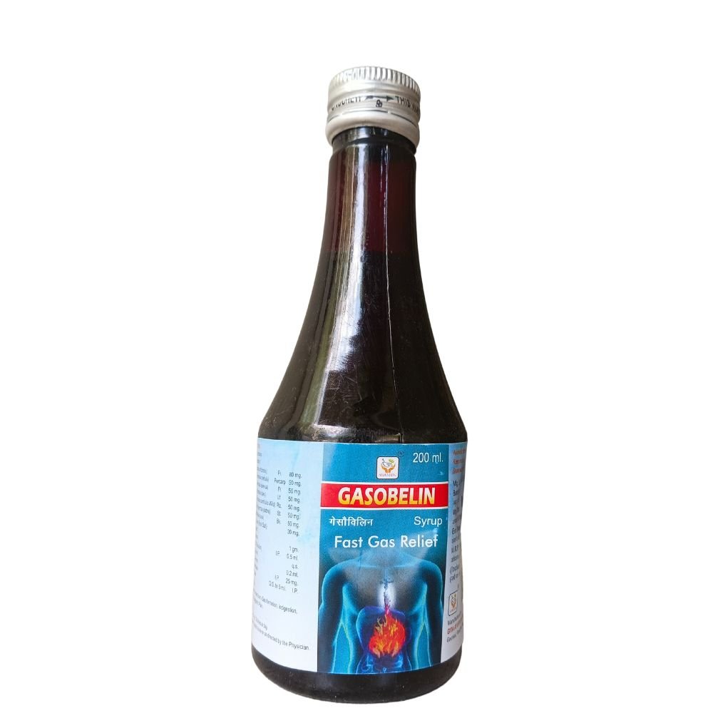 Gita Ayurvedic Fast Gas Relief Gasobelin Syrup 200ml. (pack of 4)