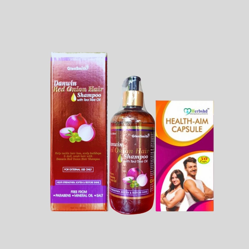 Hair loss and regrowth Red Onion Shampoo And Health Aim Capsule(combo)