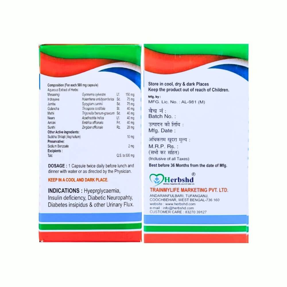 Herbshd Ayurvedic DMDIA Anti - sugar capsule & Sugar - T capsule combo