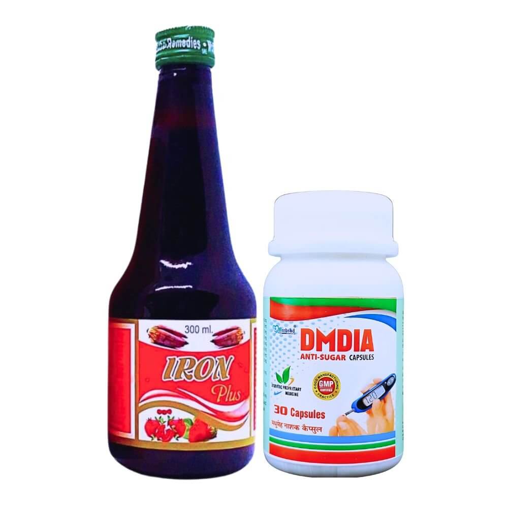 Herbshd Ayurvedic DMDIA Capsule & Iron Plus Tonic Combo
