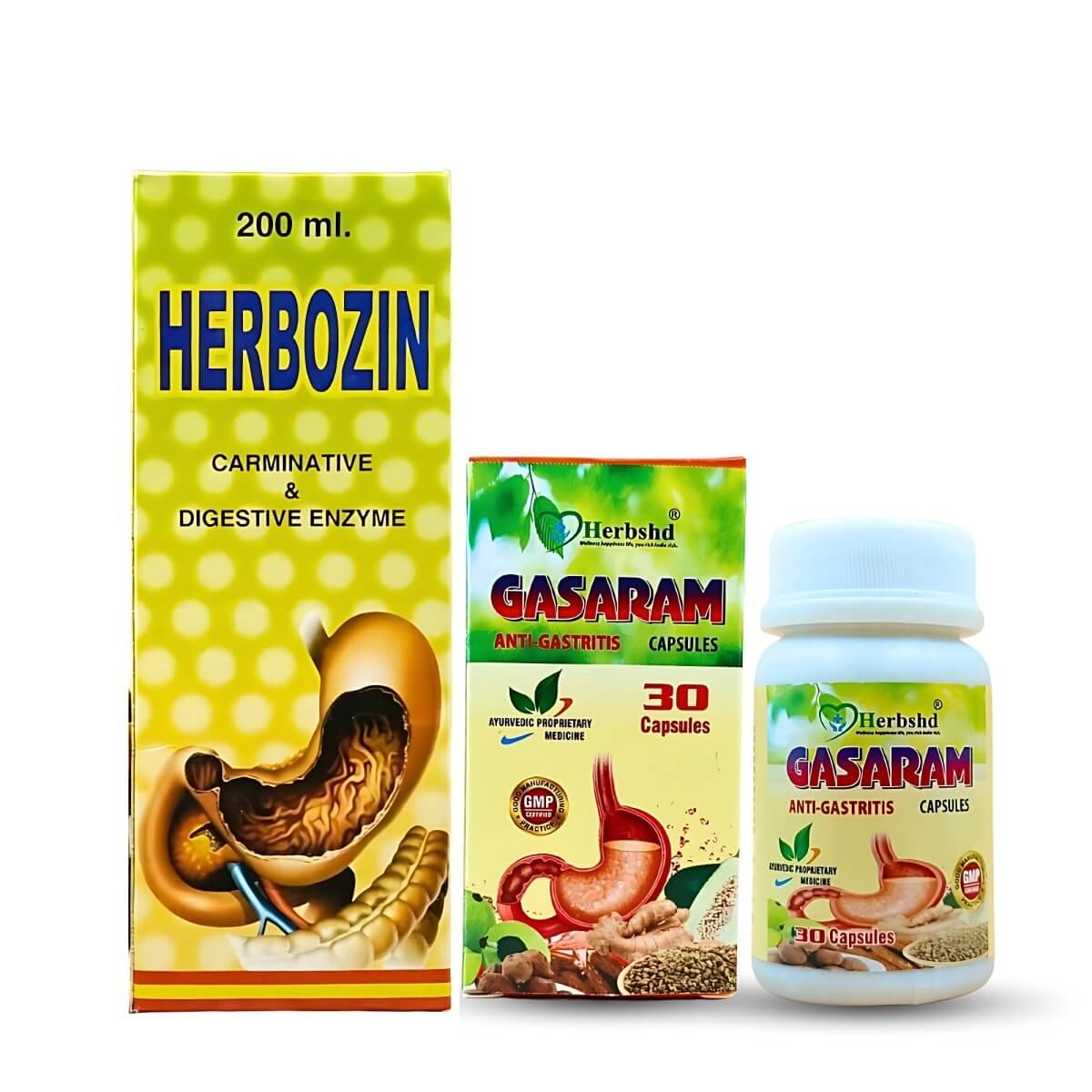 Herbshd Ayurvedic Gasaram Capsule & Ayurvedic Herbozin Syrup (combo pack )