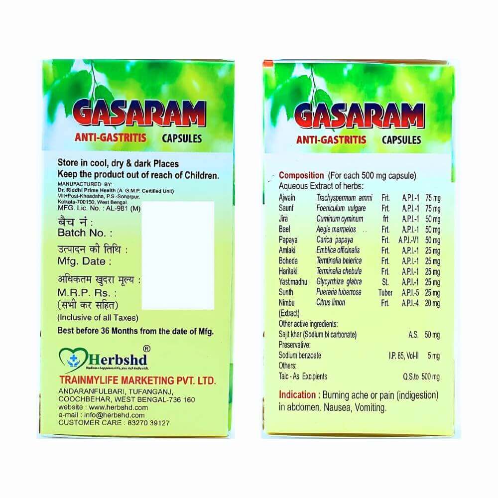 Herbshd Ayurvedic Gasaram Capsule & Go Gas Powder combo