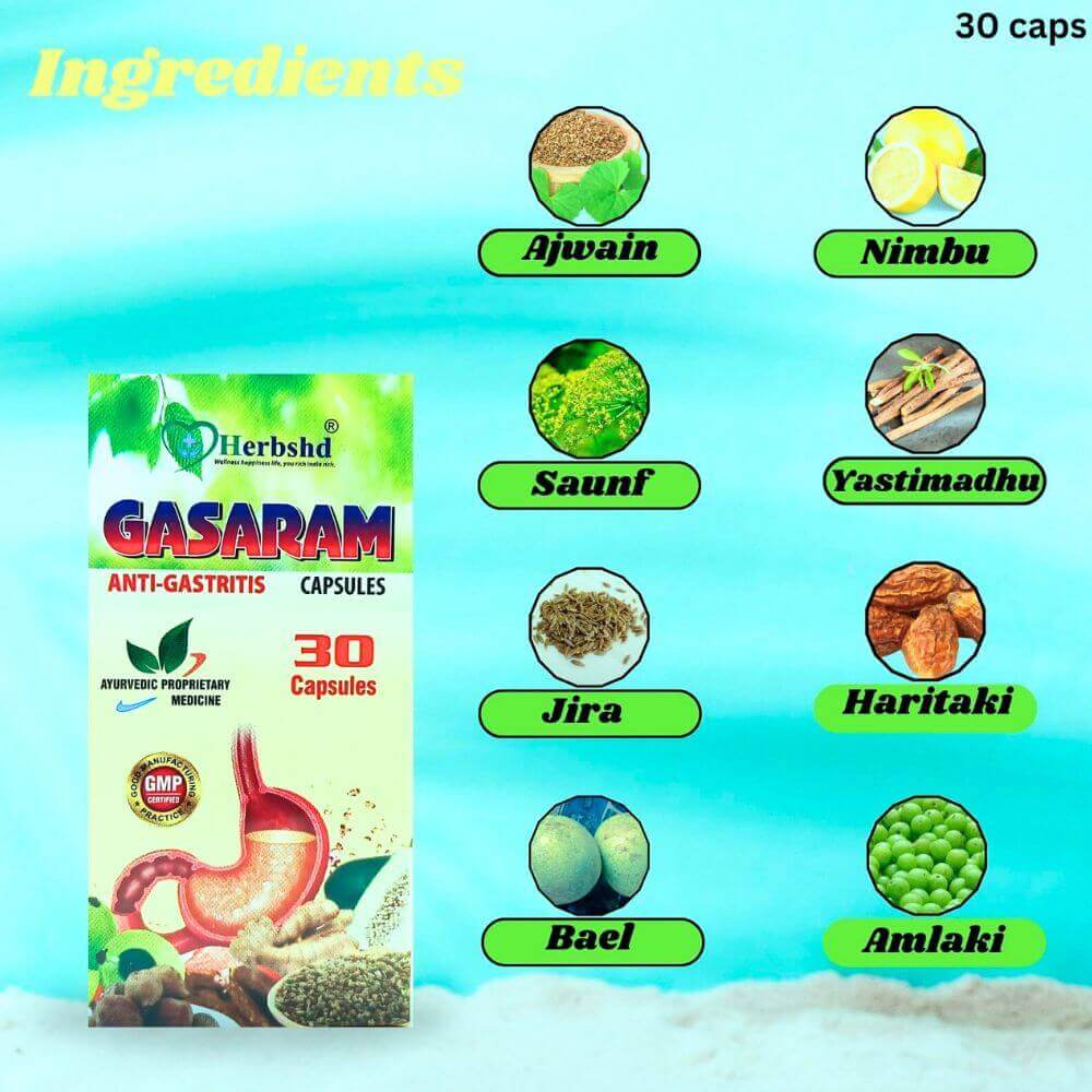 Herbshd Ayurvedic Gasaram Capsule & Go Gas Powder combo