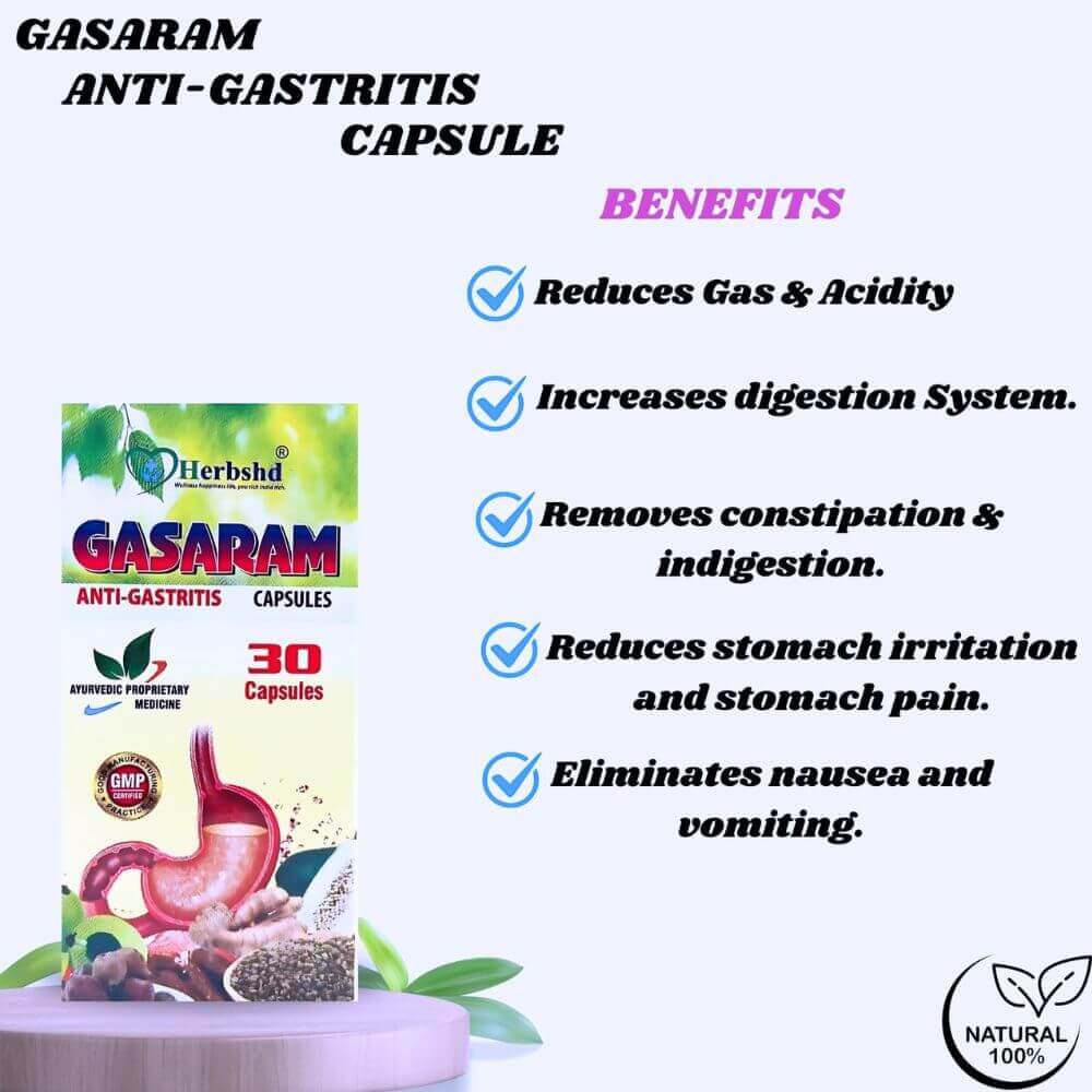 Herbshd Ayurvedic Gasaram Capsule & Go Gas Powder combo