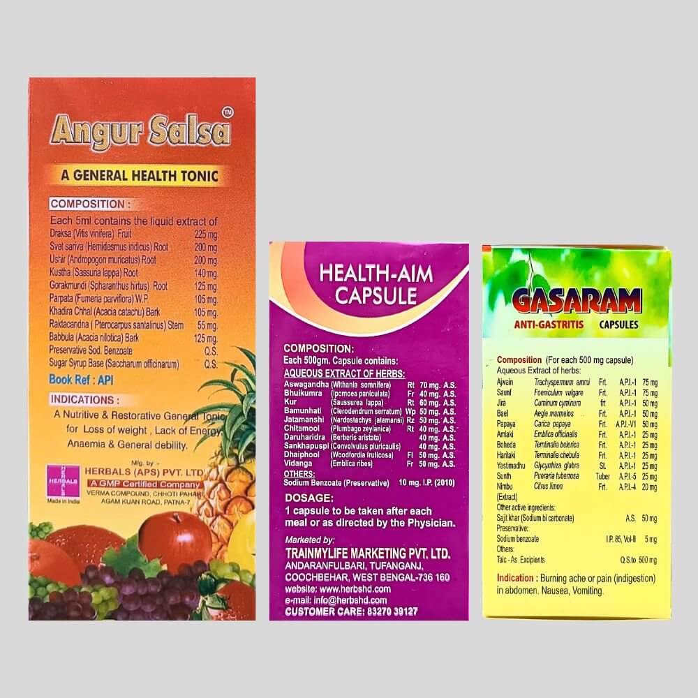 Boosts immunity Herbal Capsule Combo: Gasaram, Health Aim, Angur Salsa