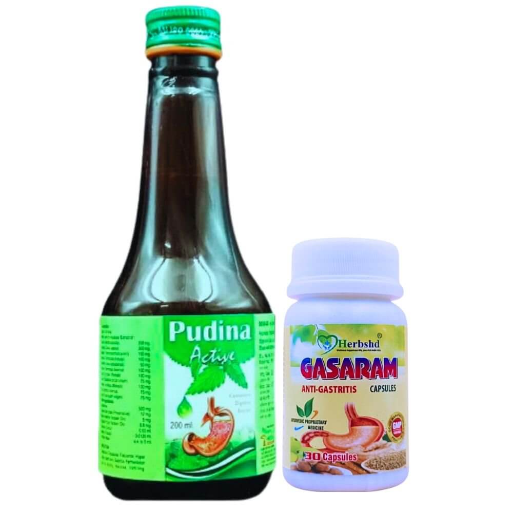 Herbshd Ayurvedic Gasaram Capsule & Pudina Active syrup combo