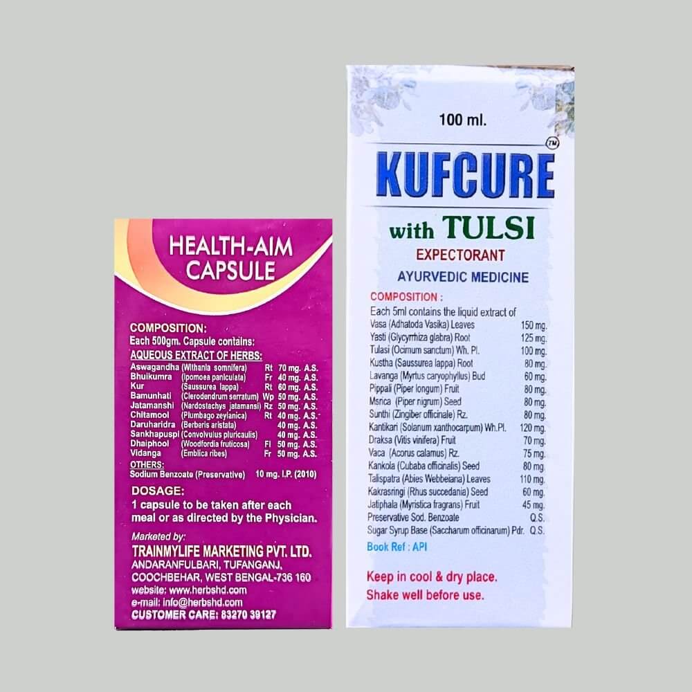 Herbshd Ayurvedic Health Aim Capsule & Kufcure Syrup - 500 ml (combo pack)