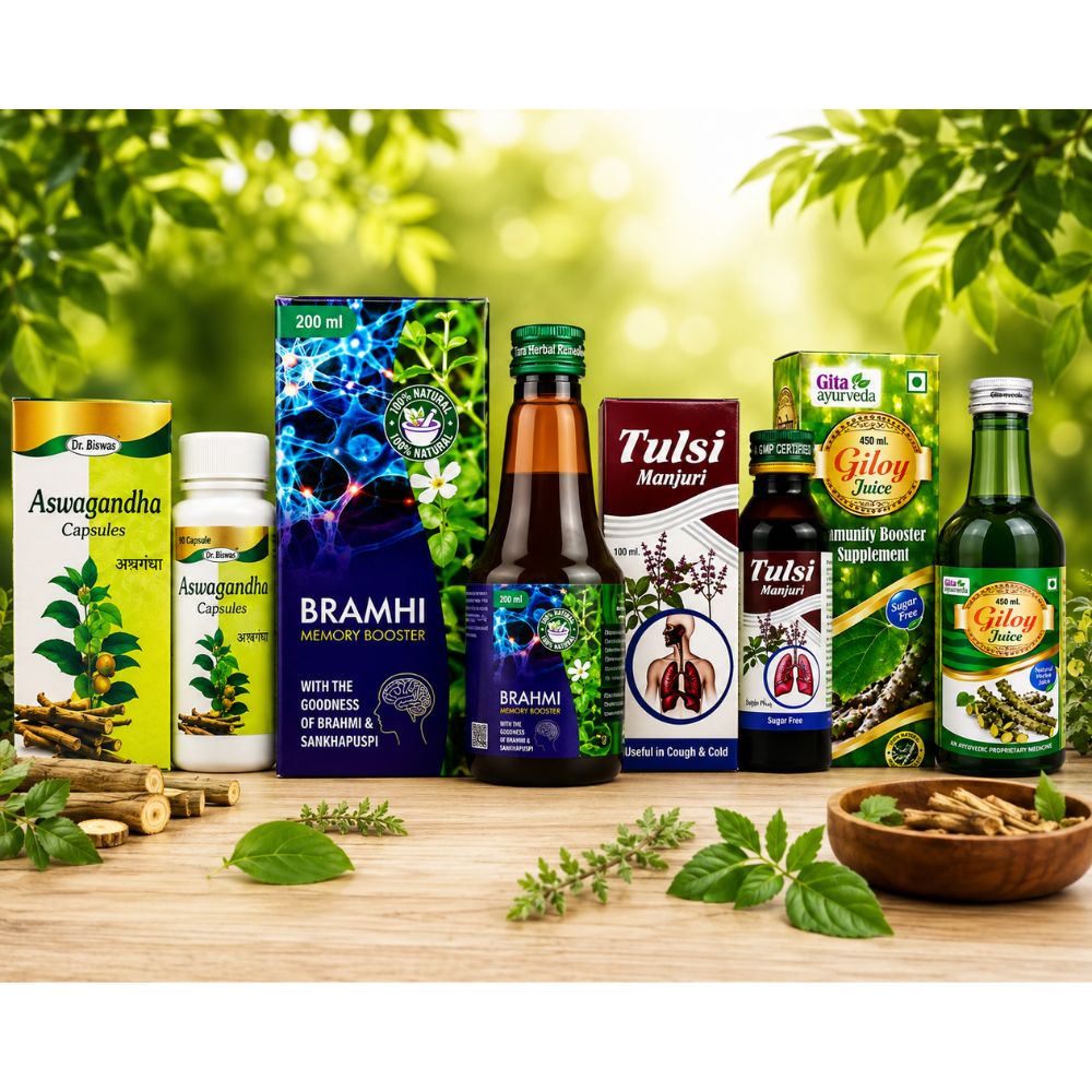 Indian Medicinal Plants: Ashwagandha, Brahmi, Tulsi & Giloy juice