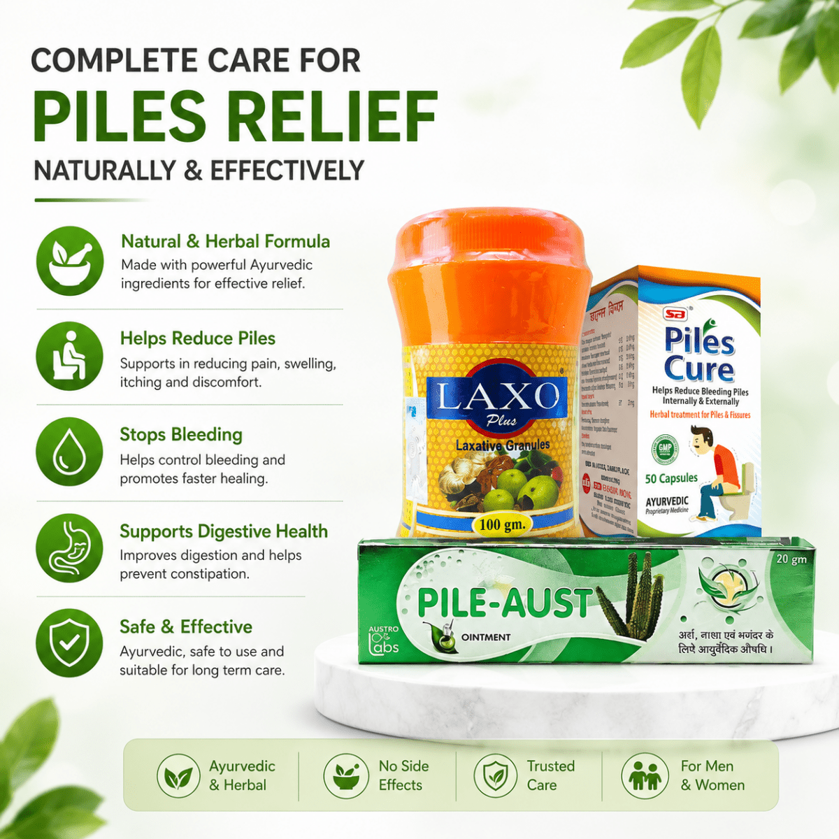 Laxo Plus, Piles Cure & Pile Aust Ointment Combo | Piles, Bawasir