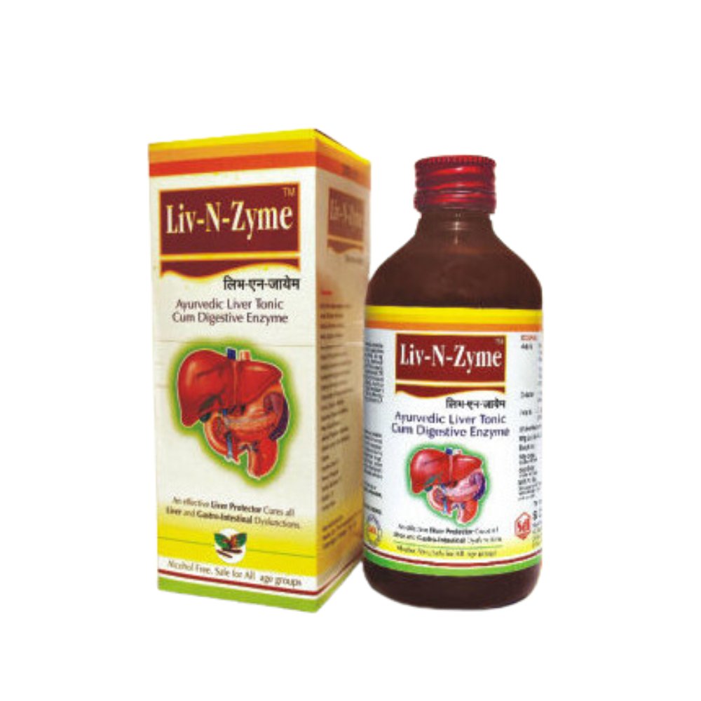 Liv - N - Zyme Syrup for Liver 200ml And Health - Aim Capsule ( Combo )