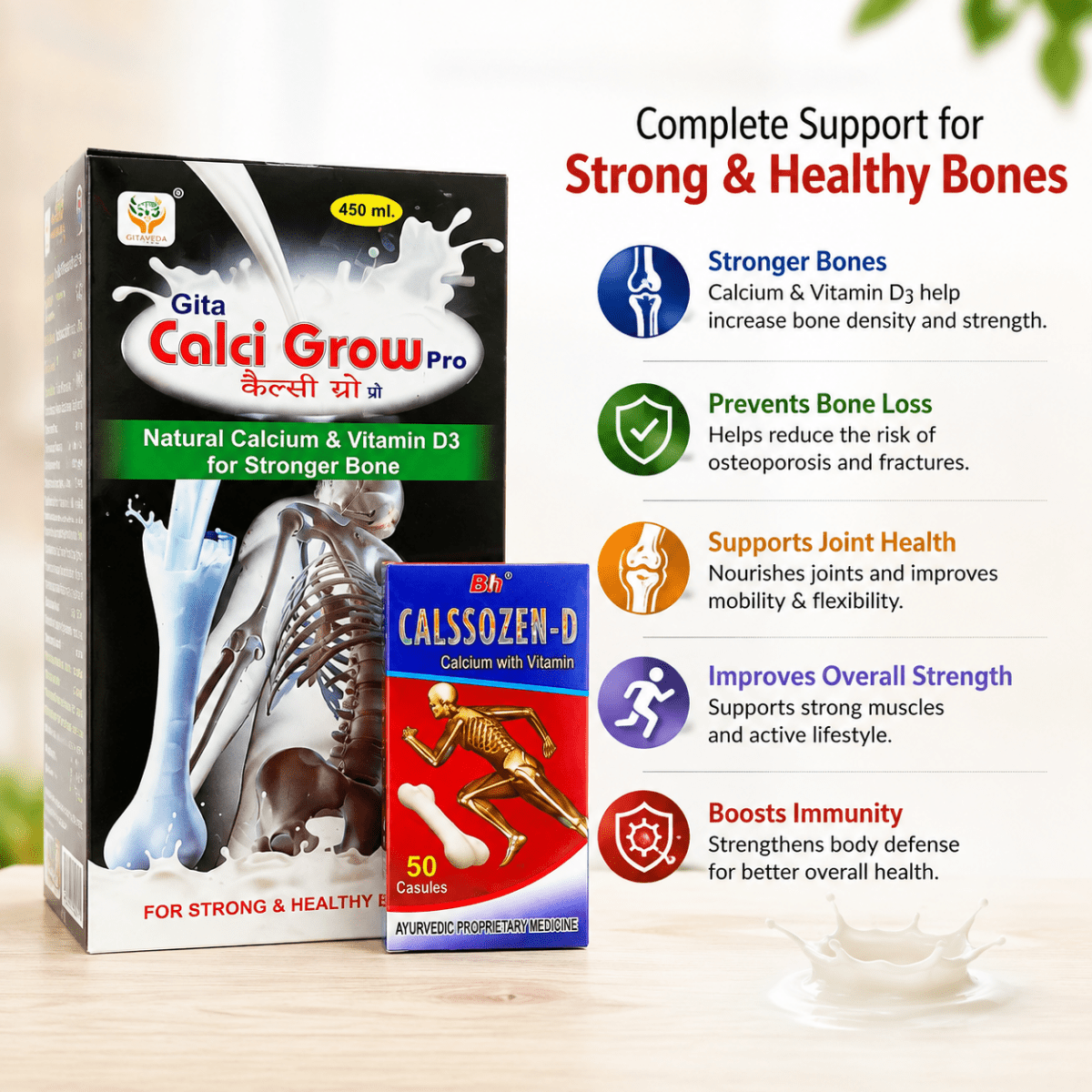 Natural calcium & vitamin D3 for stronger Bones (combo pack)