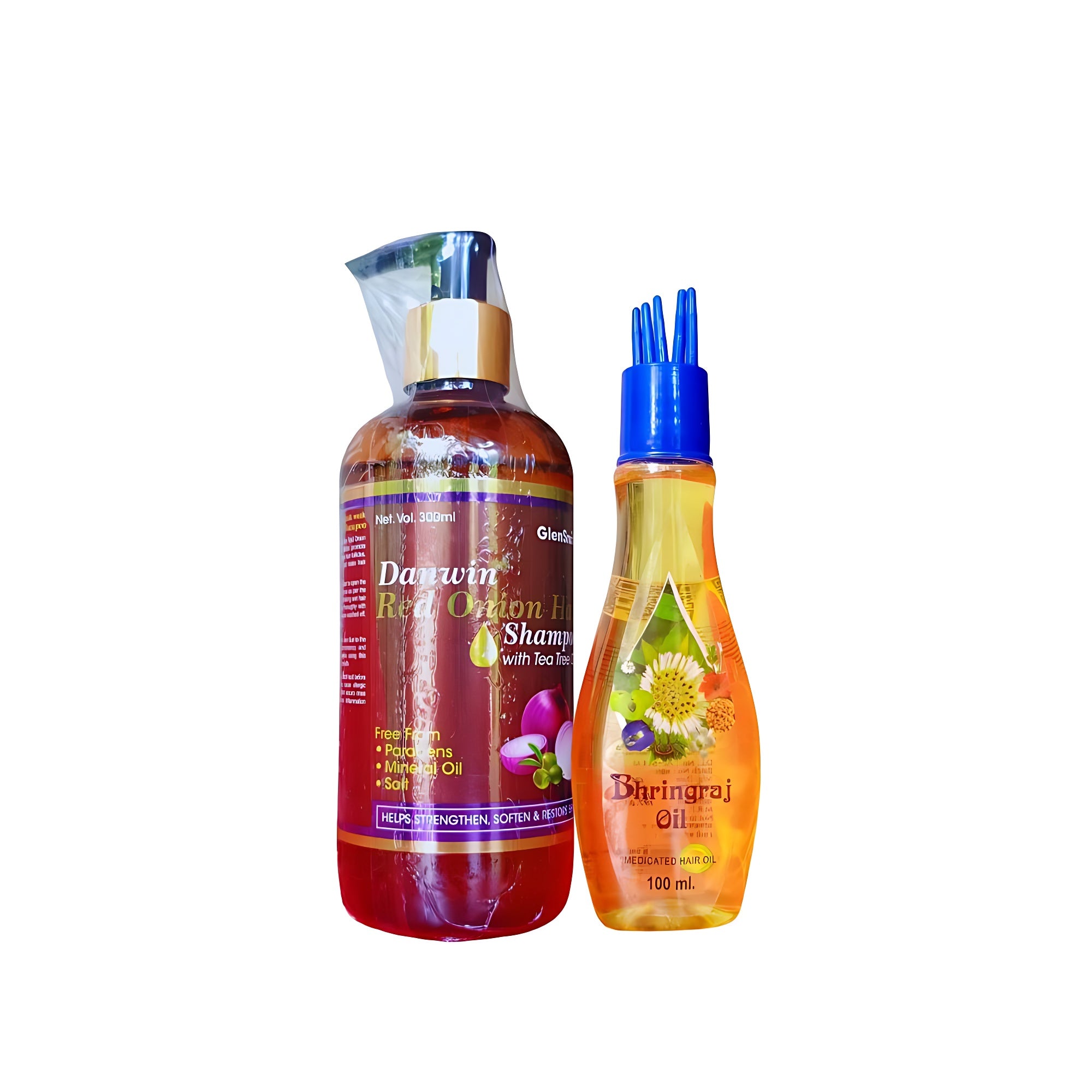 Bhringraj Hair Oil 100ml And Red Onion Hair Shampoo 300ml (Combo Pack)