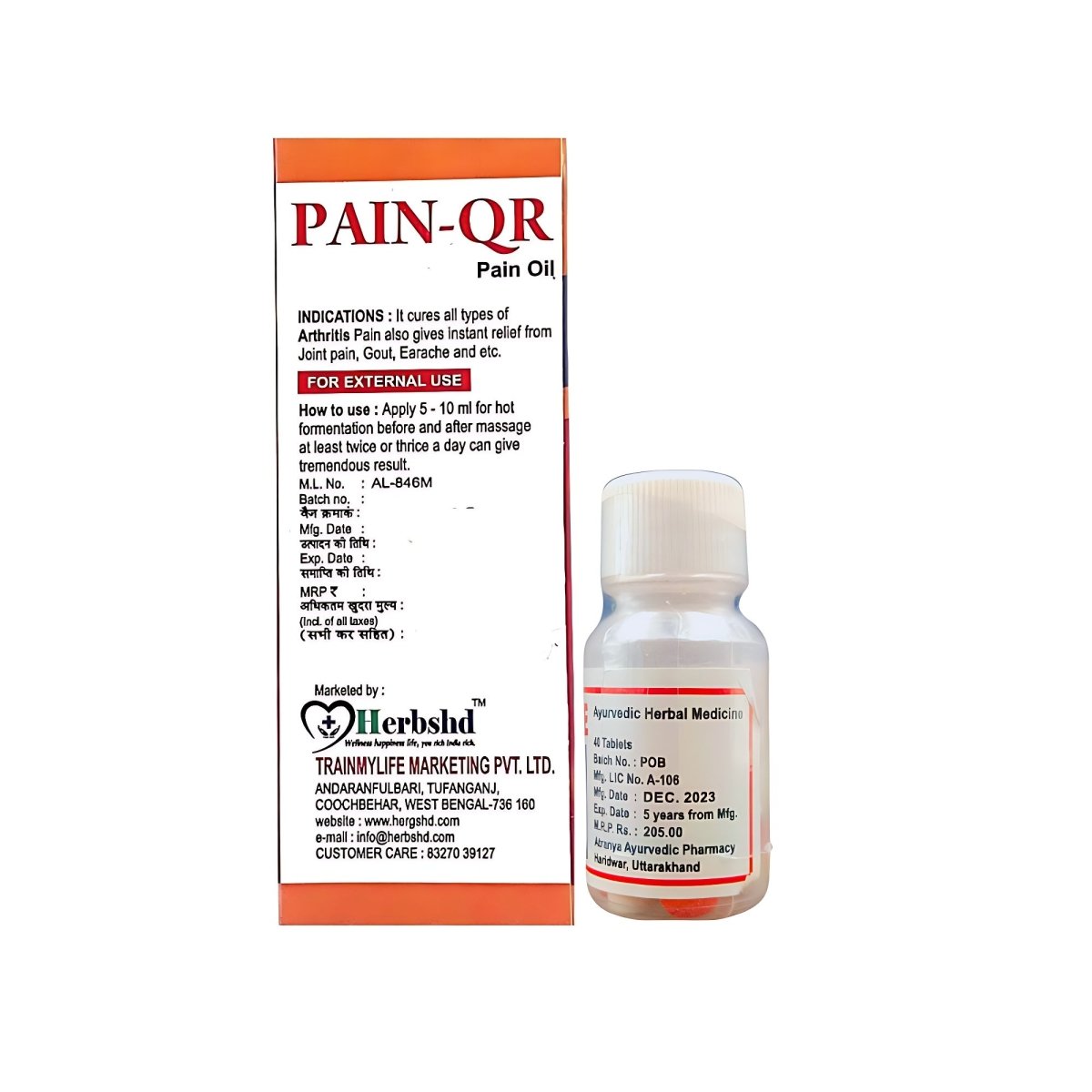 Pain Relief and Pain Cure Tablet & Pain QR oil (COMBO PACK)