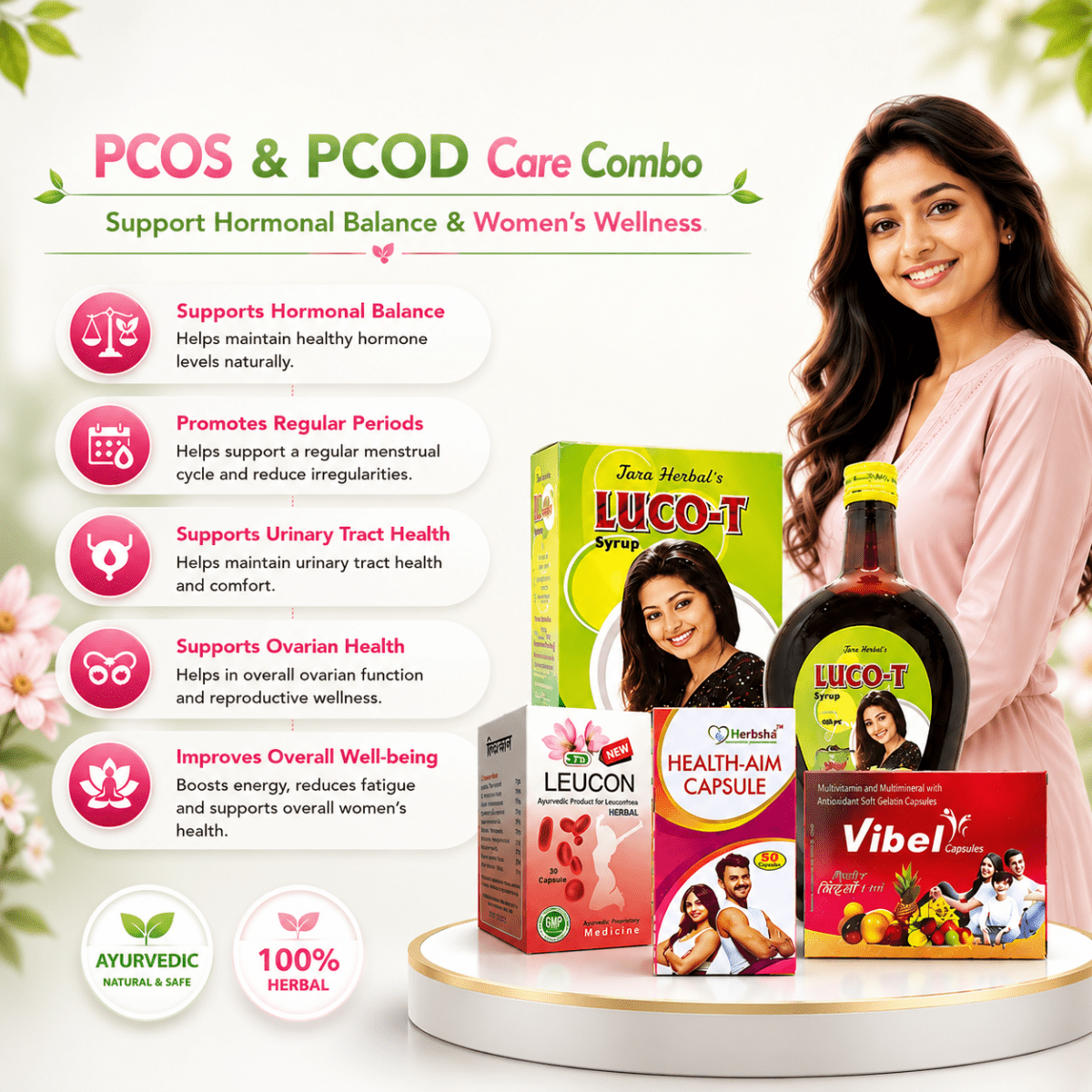 pcos & pcod care combo kit for irregular periods & women's health