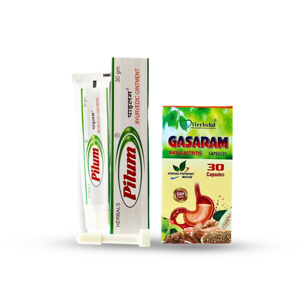 Pilum Ointment 30gm & Gasaram Capsule( pack of 5 & pack o 1)