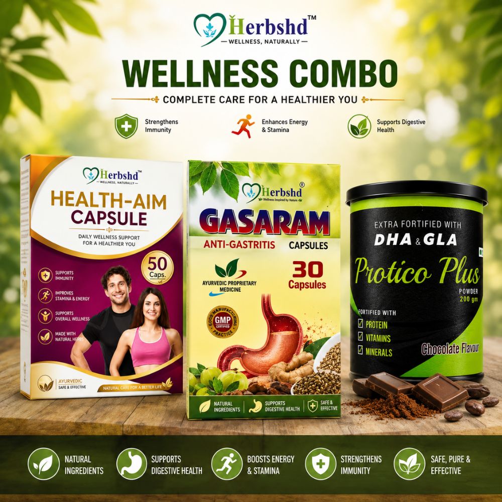 Protein Powder for Muscle Gain | Protico Plus Protein Powder Combo | Health Aim Capsule & Gasaram Capsule | Herbo Chems