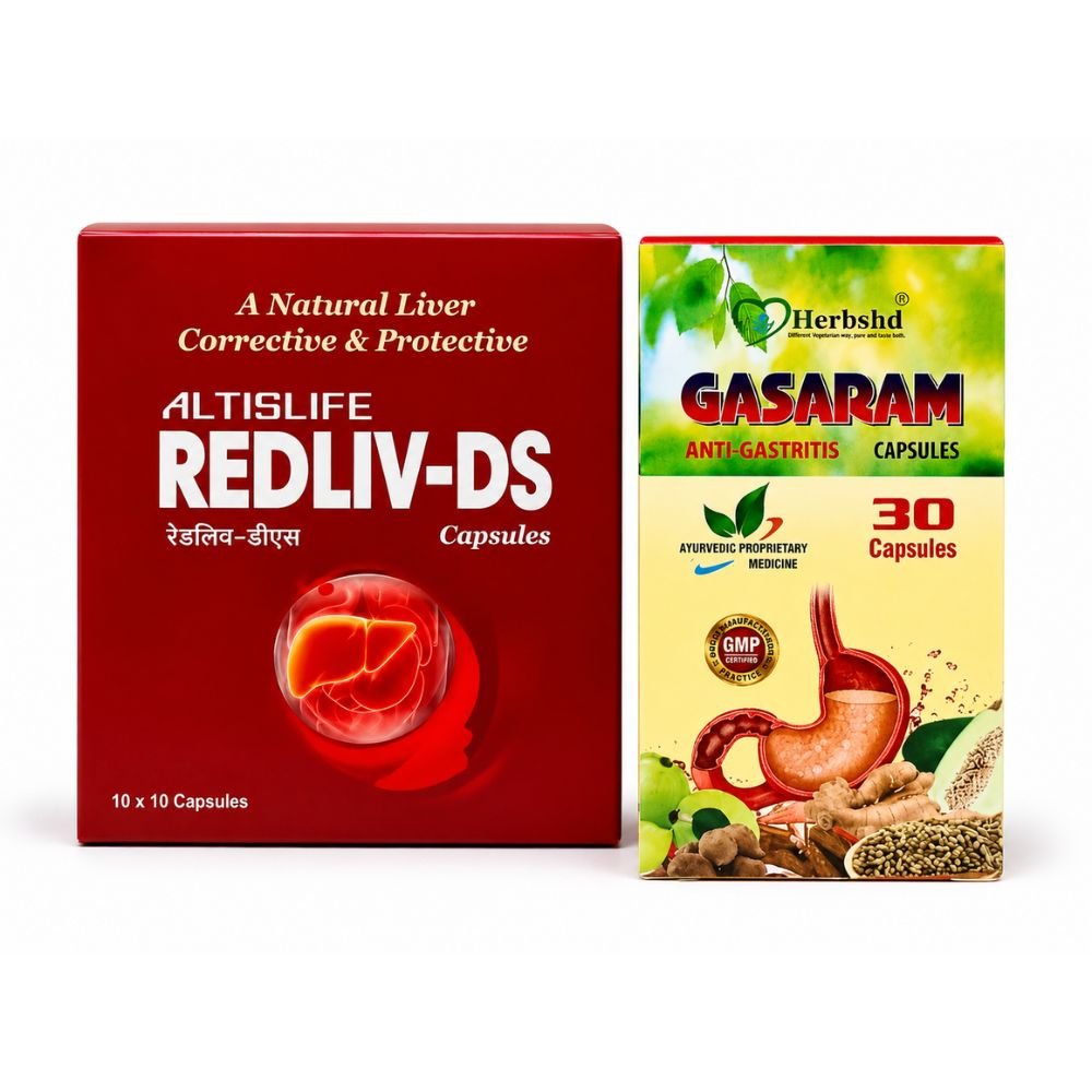 Redliv-DS and Gasaram Capsule Combo – Ayurvedic Herbal Wellness Support