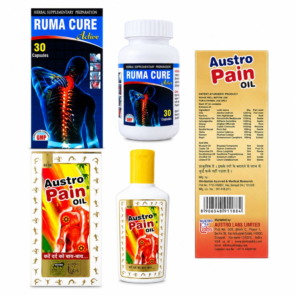 Ruma Care Active Pain Relief Capsule & Austro Pain Oil – Everyday Wellness Combo