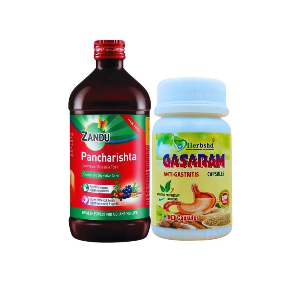 Sugar Free Zandu Pancharishta Digestive Tonic & Gasaram Capsule For Indigestion ( Combo )