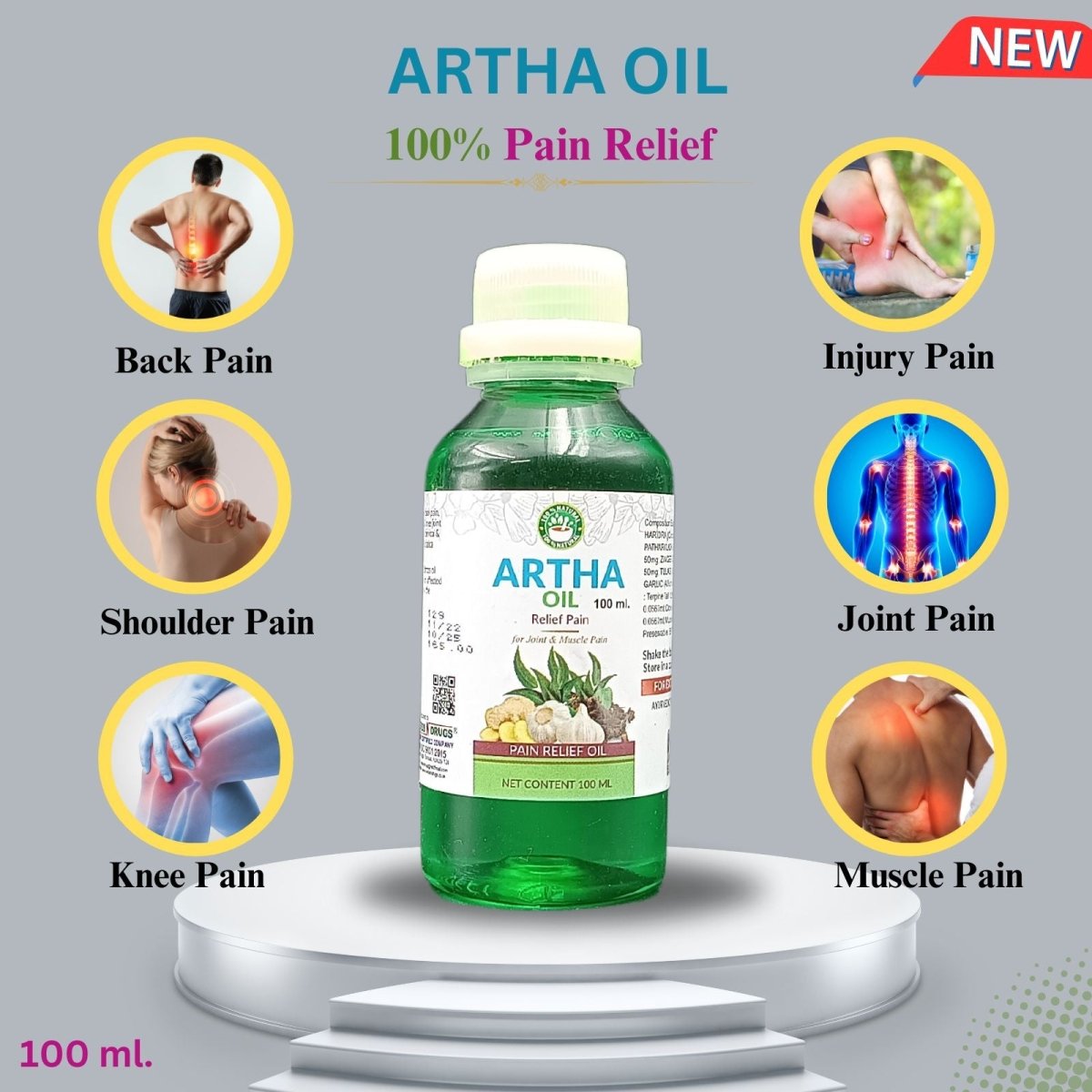 GITAAyurvedic ARTHO MASSAGE OIL for pain from joint diseases, including backaches, muscle trauma, sprains, arthritis.