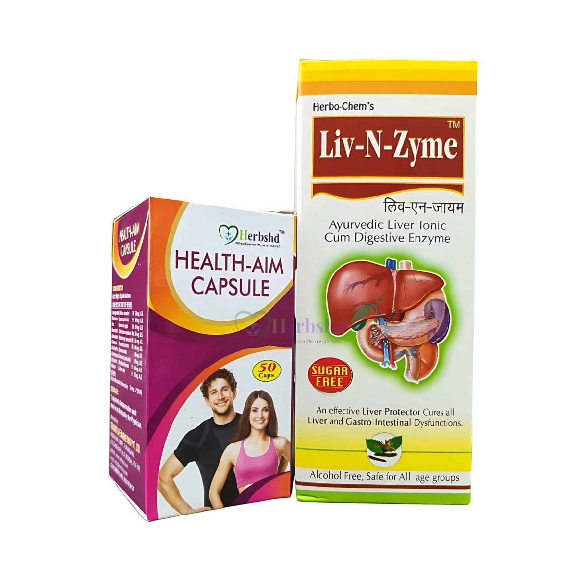 Ayurvedic Liv-N-Zyme Syrup for Liver Protection & Health-Aim Capsule ( Combo )