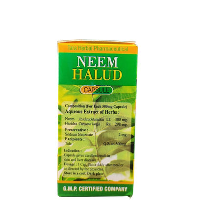 Ayurvedic Neem Halud Capsules for smooth and healthy skin, softening and exfoliating the skin, smoothing sunburned face .