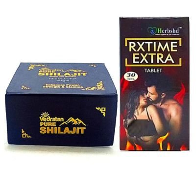 Ayurvedic pure Shilajit & Rxtime Extra Tablet (combo pack) -Support cognitive function, Improve male fertility