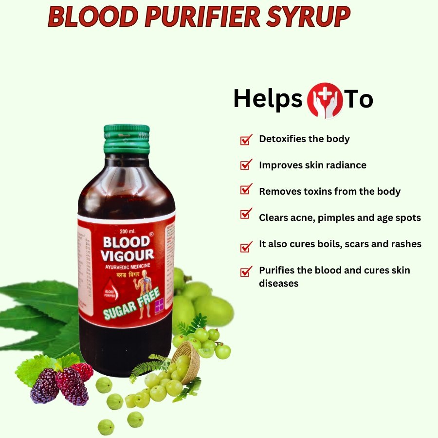 Pure Original Ayurvedic Blood Vigour Syrup. It is regarded as purifier of blood and lymph