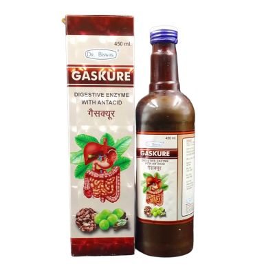 Gaskure syrup for digestive enzyme with antacid & this syrup totaly relief from hyper-acidity indigestion heart - burn.