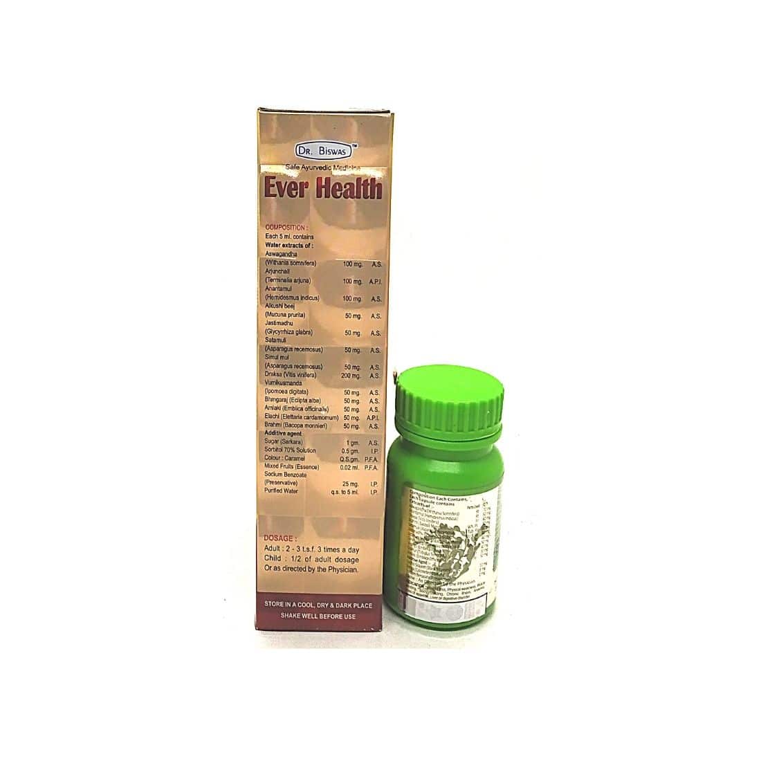 Dr. Biswas Ayurvedic Ever Health Tonic & capsule Use for Strong Immunity & Insomnia,Loss Of Appetite,Enhances Body Strength.