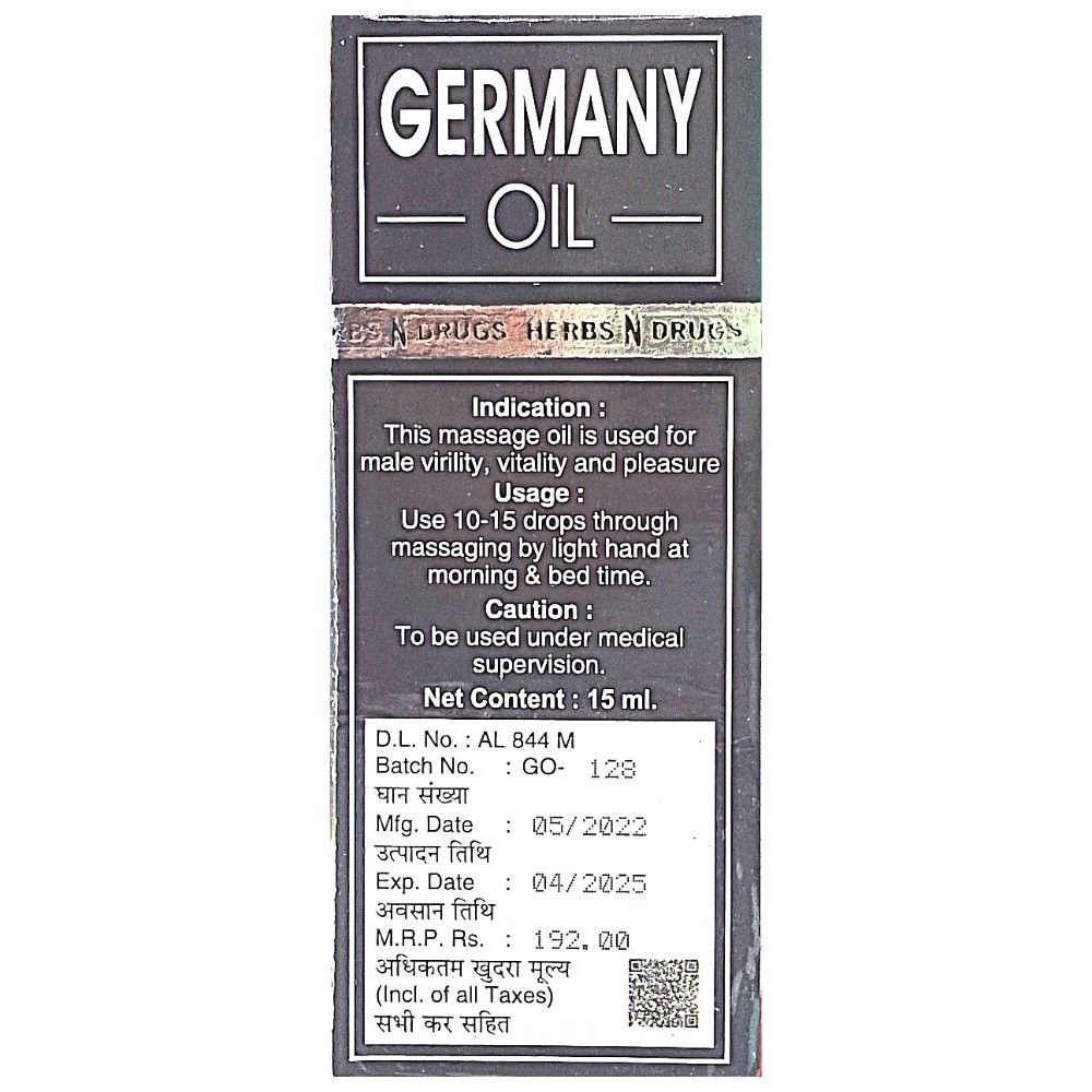 Order Now Ayurvedic Germany Oil Only For Men & this massage oil is used for male virility, vitalirty & pleasure