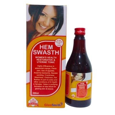 Hem Swasth tonic is effective in regulating menstrual cycles, relieving tension, uterine prolapsed, low backaches.