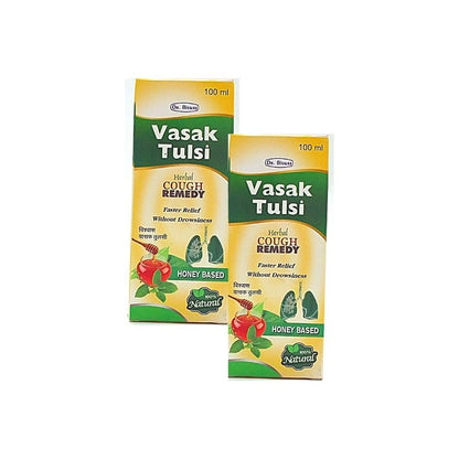 Ayurvedic Vasak Tulsi Syrup Herbal Cough Remedy For Faster Relief & Without Drowsiness
