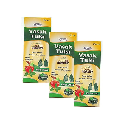 Ayurvedic Vasak Tulsi Syrup Herbal Cough Remedy For Faster Relief & Without Drowsiness