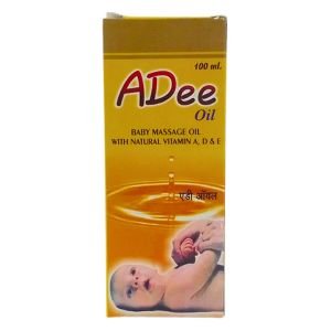 ADee Baby Massage Oil with Natural Vitamins A, D and E, it is fully Ayurvedic and rickets, xerosis and keratomalacia.