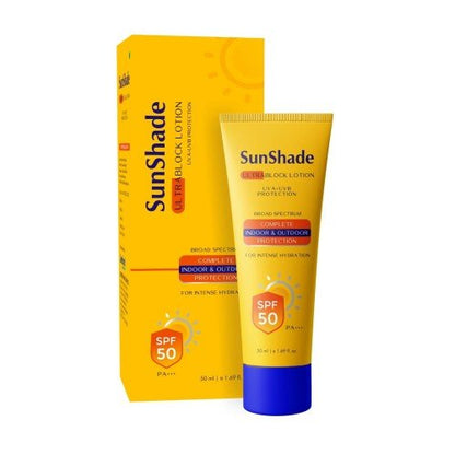 Sunshade Ultrablock Lotion SPF-50 is an ultra light lotion that gets absorbed into the skin .