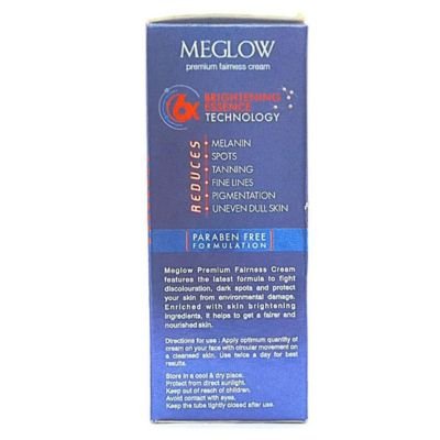 Meglow premium Fairness Cream features the latest formula to flight discoloration, dark spots and protect your skin