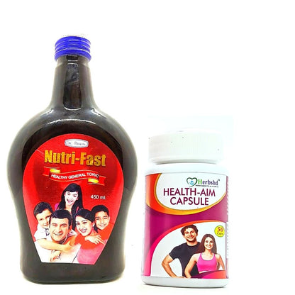 Nutri-Fast Tonic & Health Aim Capsule is used to treat nutritional deficiencies & also used in liver heart & muscle problems.