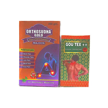 Ayurvedic Orthosudha Gold Majoon  & Gou Tex ++ tablet Usesd Relieves new or old Arthritis pain,Venous back and leg pain.